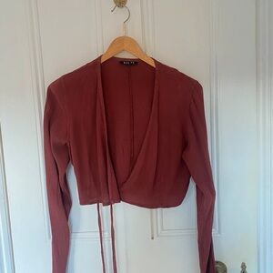 Zara Terracotta Wrap Crop Top